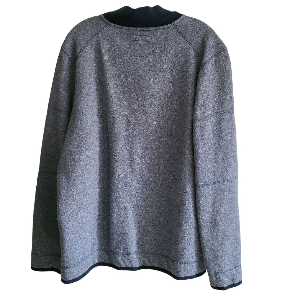 CARBON2COBALT Gray Navy Fleece‎ Lined Zip Front Henley Pullover 144376 Large - Picture 2 of 11